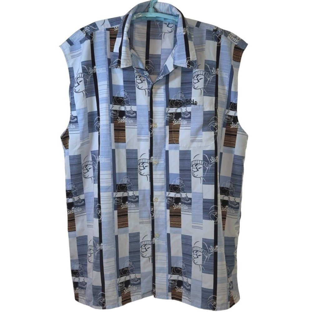 Southpole Sleeveless Mens Blue Graphic Print Y2K Streetwear Retro Hip Hop XXL